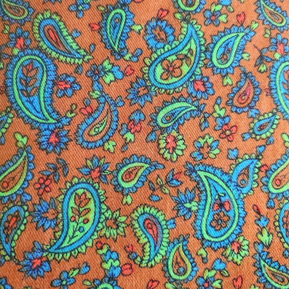 Vintage 60s Gathered Tie Paisley Wiggle Dress - Picture 4 of 5